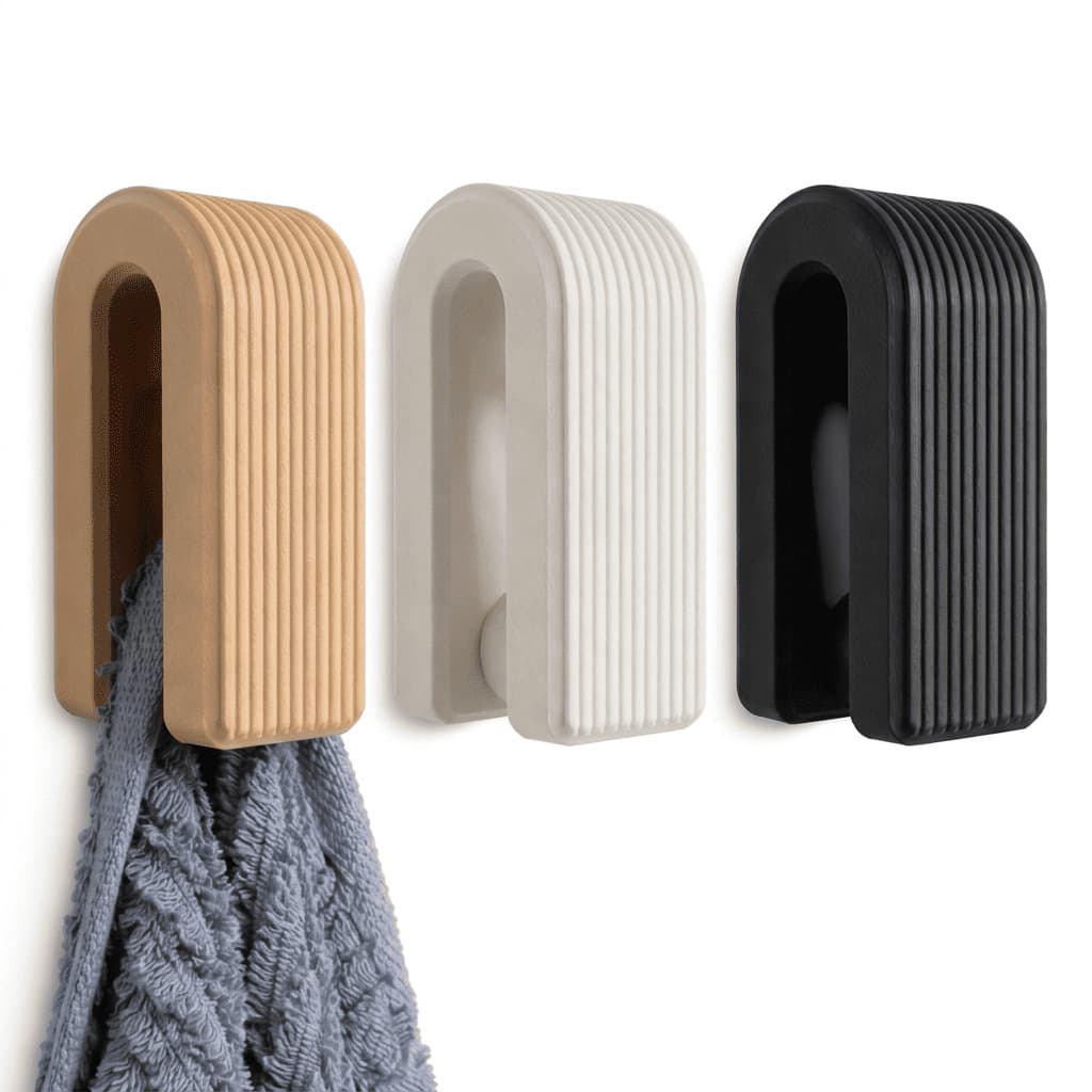 Cabide Automático de Toalha Roupa Colado Parafusado Suporte Bege Branco Preto