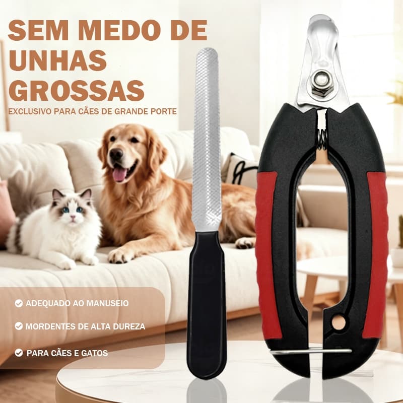 Kit Alicate Pet Tesoura Corte De Unhas Caes Gatos + Lixa Pet Porte Médio
