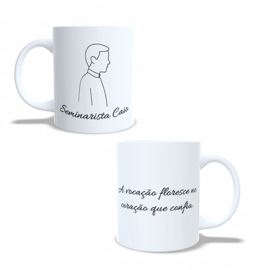 Caneca de Cerâmica Personalizada Seminarista com Nome – Presente Católico Exclusivo