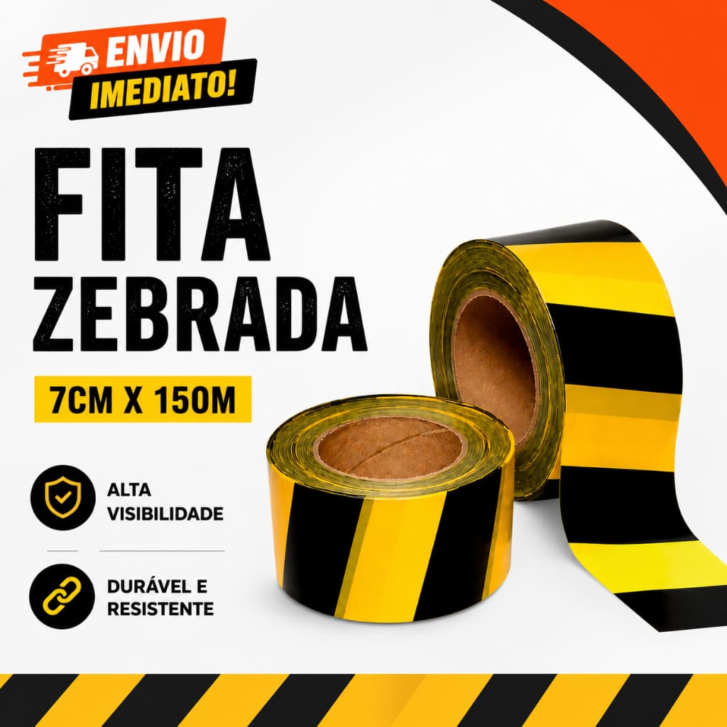 Fita Zebrada Segurança Sinalização Obra Interdição Área de Risco Eventos