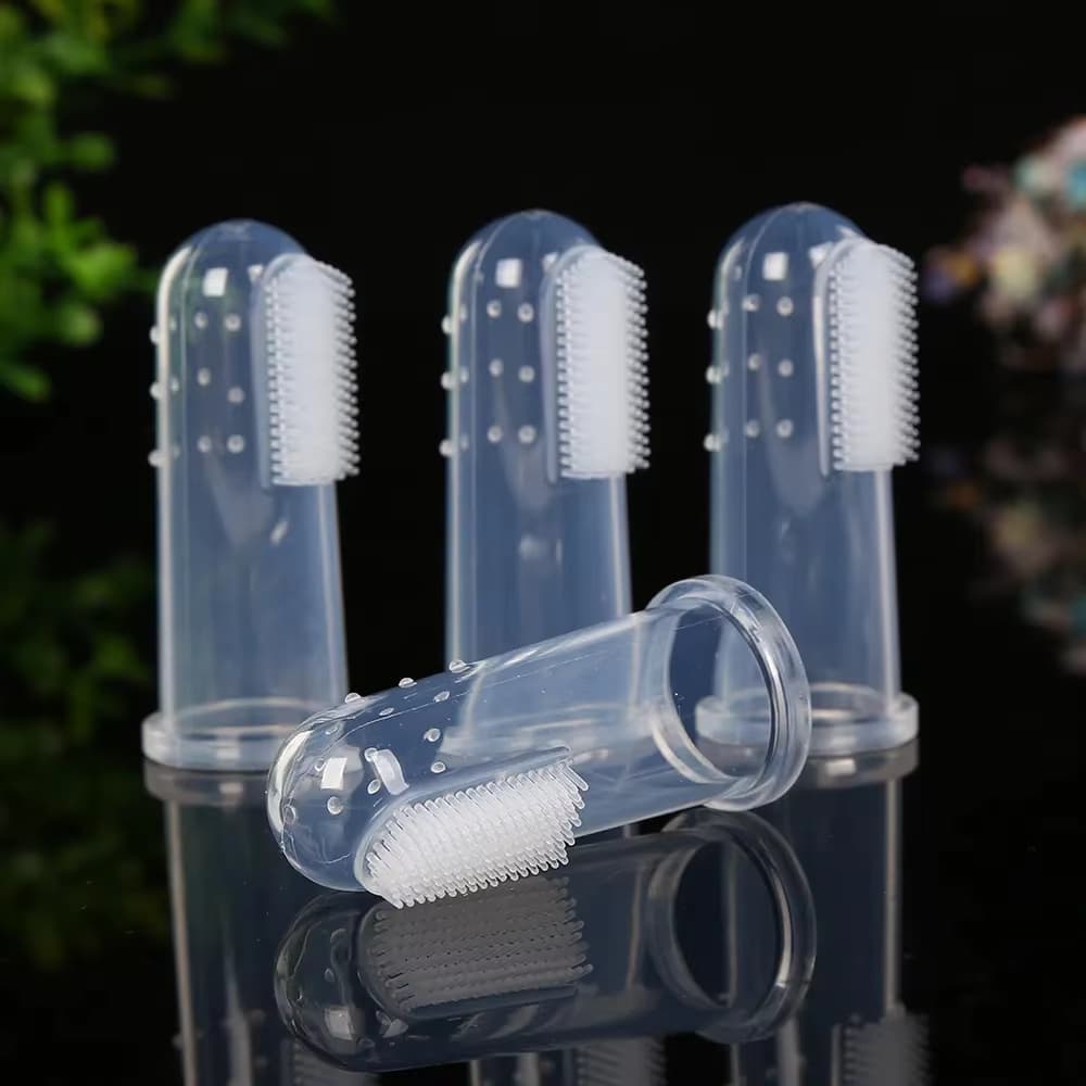 KIT 4 Escova de Dentes em Silicone para  Limpar Dentes do Gato Pets Cães de Estimação