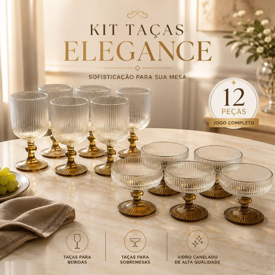 Kit C/ 12 Taças de Vidro Drink Sobremesa L'Hermitage