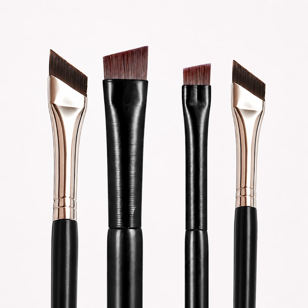 Kit 4 Pincéis para Sobrancelha e Delineado Profissional Ultrafino Chanfrado