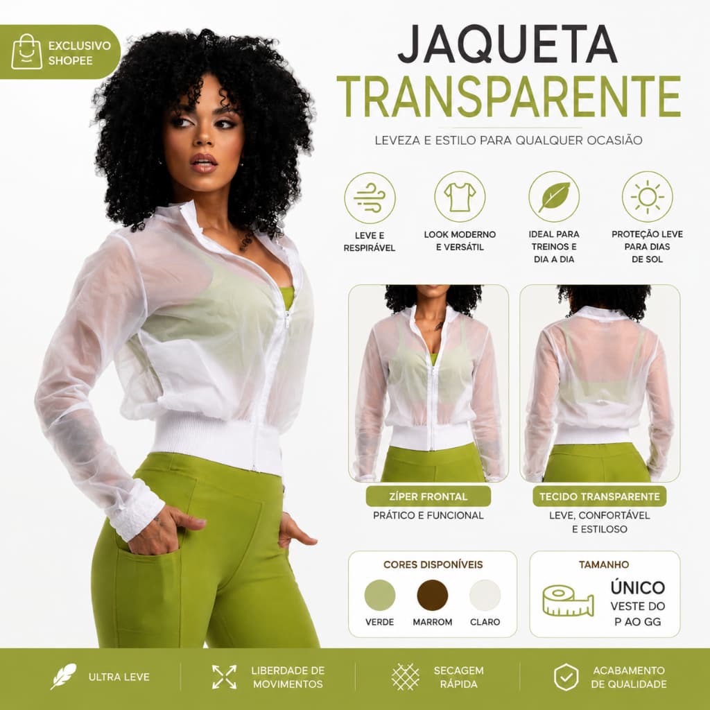 Jaqueta Fitness Feminina Ultra Leve Corrida Academia Premium