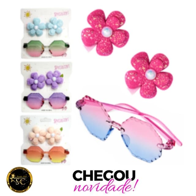 Kit Fashion Summer: Óculos de Sol + Par de Presilhas Florais