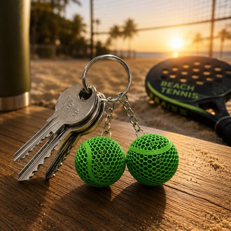 Chaveiro Bolinha de Beach Tennis 3D Personalizado Resistente e Estiloso