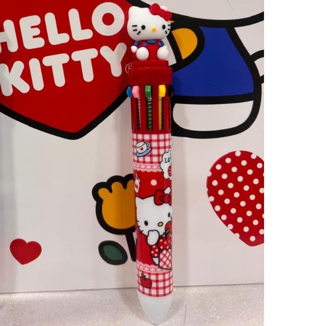 Caneta 10 cores Hello Kitty - Papelaria Fofa