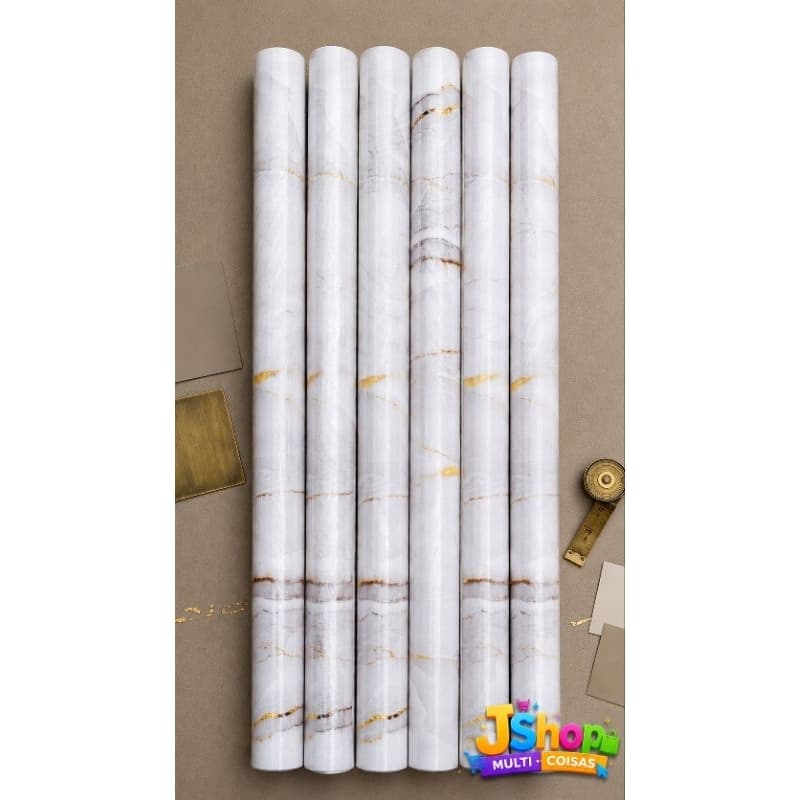 Papel de Parede Auto Adesivo Decorativo - Mármore / Dourado - 3 m