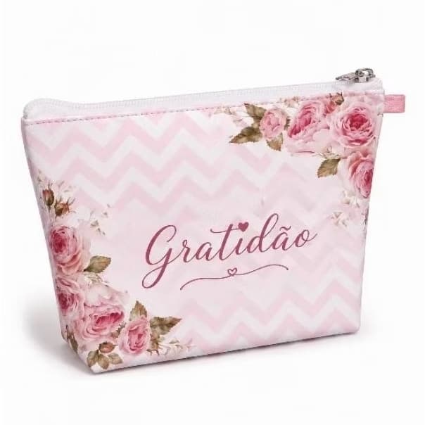 Necessaire Feminina Gratidão Bolsa de Mão Estampada