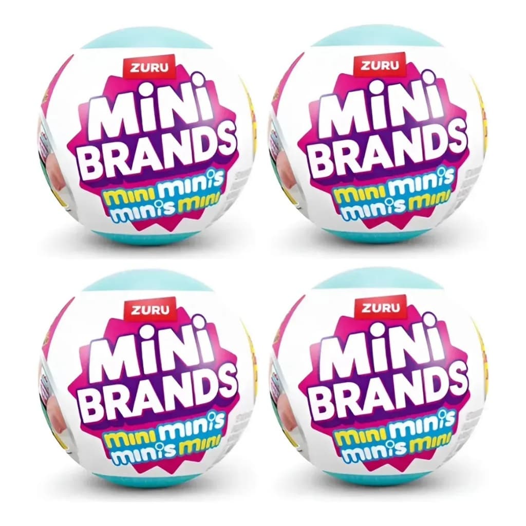 Kit 4 Bolas Surpresa Mini Brands Zuru Mini Minis Original Colecionaveis Colecionavel Miniaturas Brinquedo Resina Comida