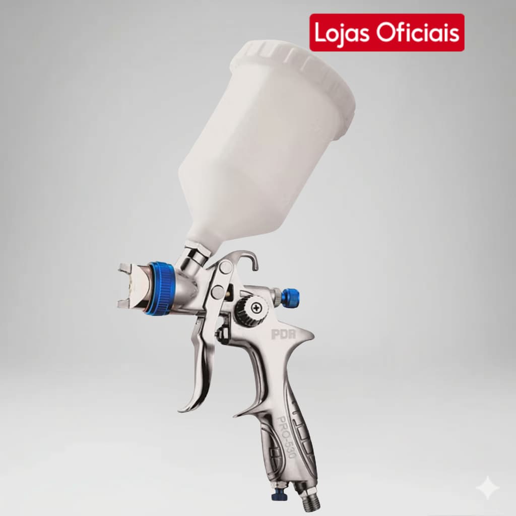 Pistola De Pintura Gravidade HVLP PDR Pro-530 Bico 1.3mm 600ml Profissional Automotiva E Verniz