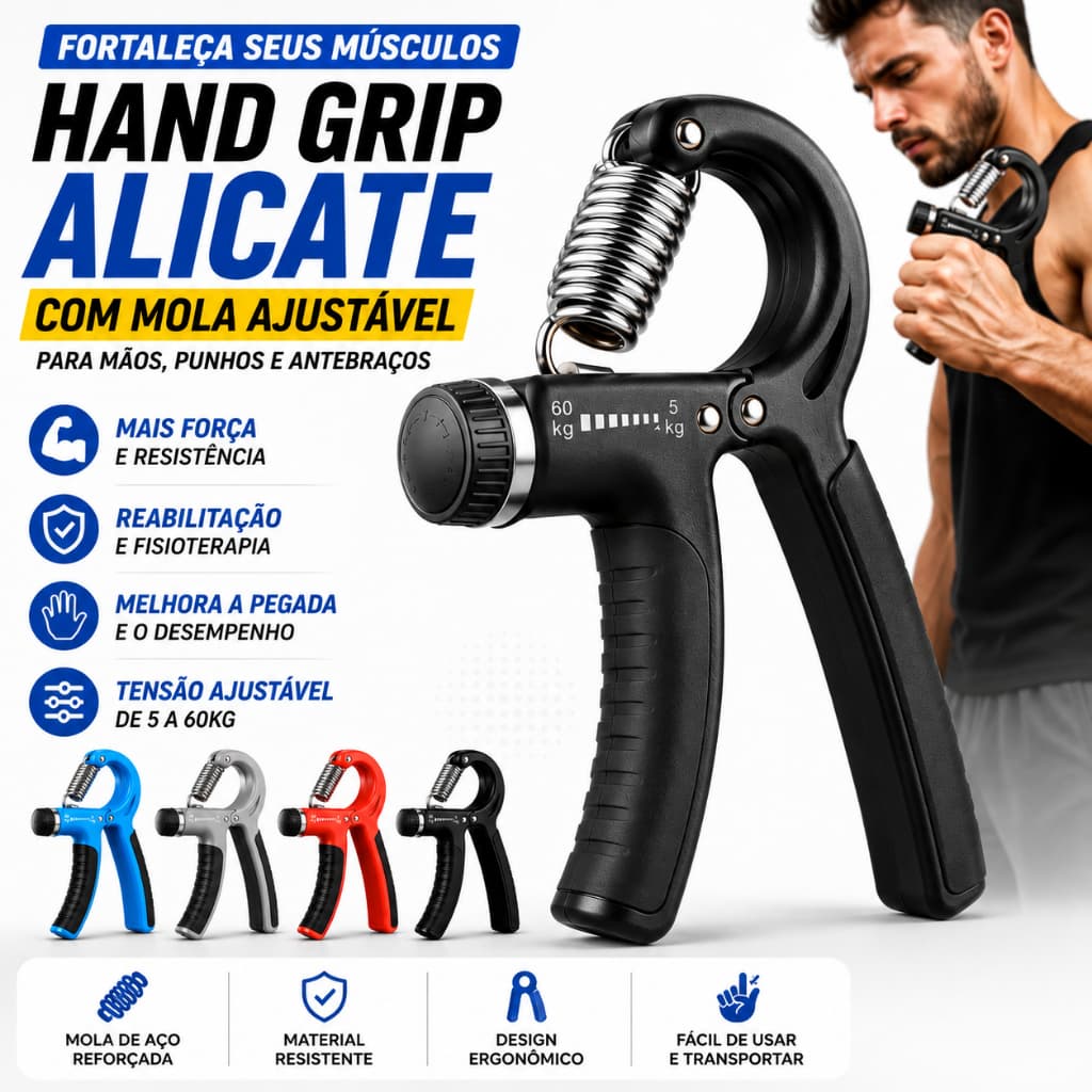 Alicate Fortalecedor de Mão e Antibraço HandGrip Fisioterapia em casa