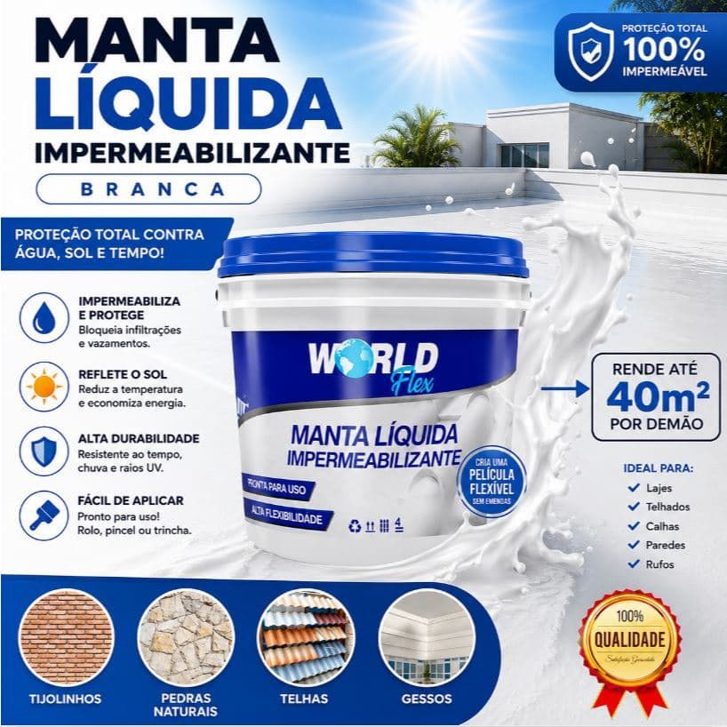 mpermeabilizante Manta Líquida Branca 4kg Proteção Telhado Parede e Calha Laje