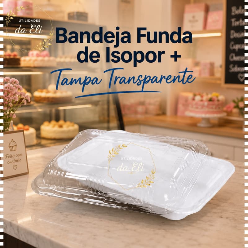 Bandeja de Isopor + Tampa B2 Funda Kit 25 10 unidades