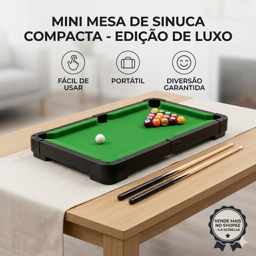 Mini Mesa de Sinuca Portátil: diversão garantida em qualquer lugar