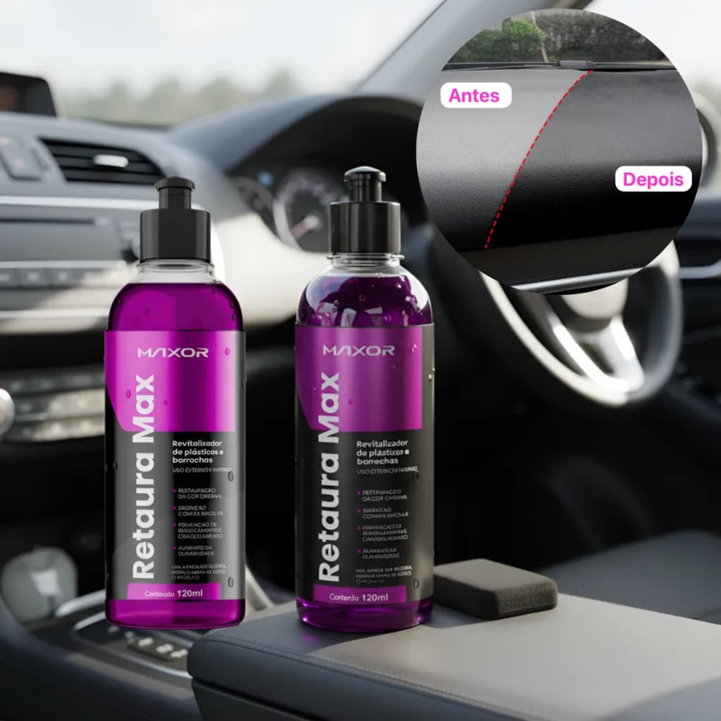 2 Revitalizador Carro Moto Automotivo Para Capota Marítima, Painel e Para-choques Borrachas