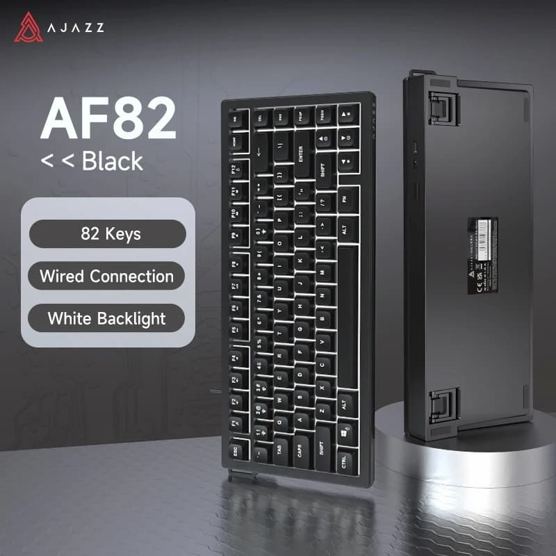 Teclado Ajazz AF82 - 82 Teclas 75% - LED - Original/Preto - Retroiluminado [Digitação Silenciosa]