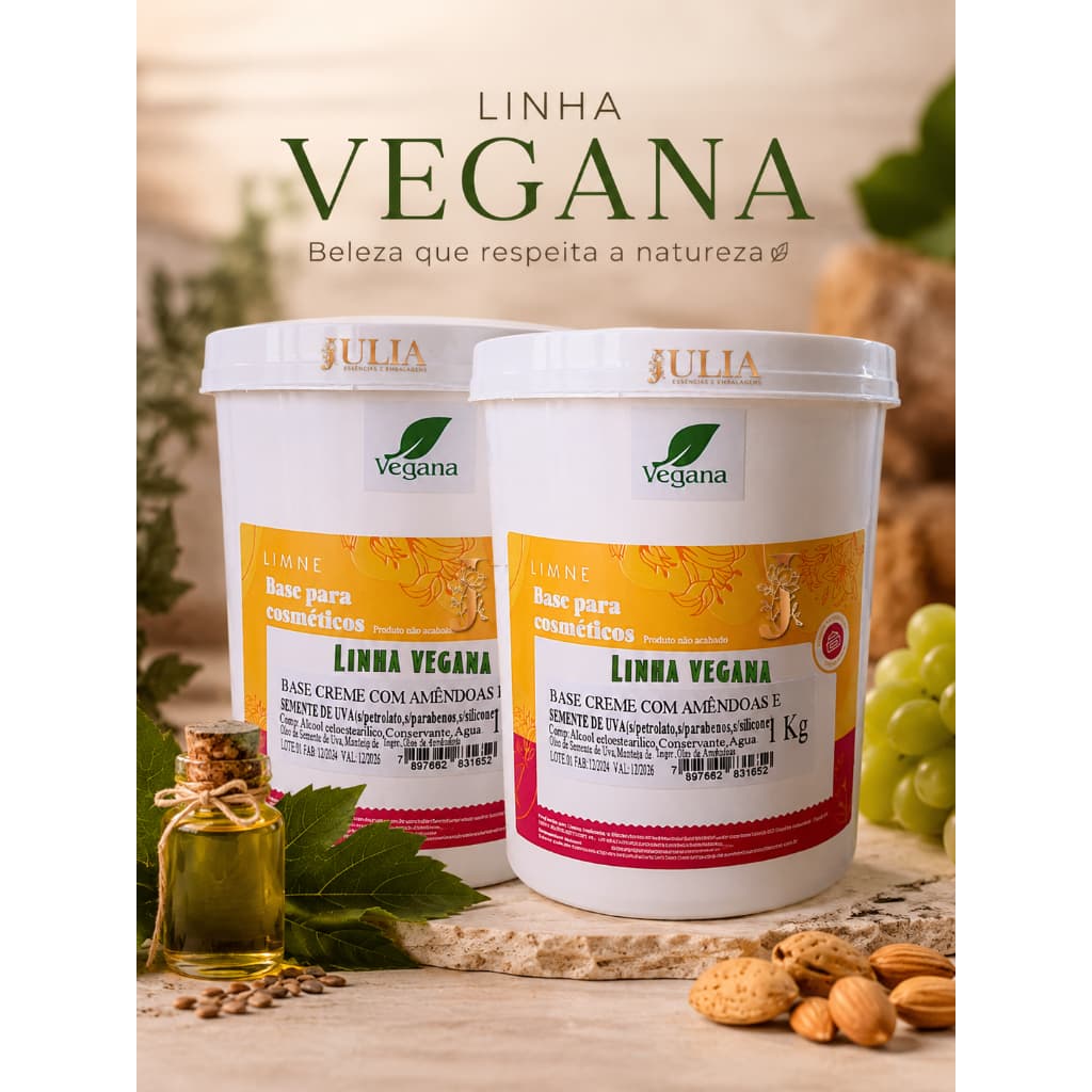 Bases Creme Hidratante Corporal Vegano Com Óleo De Semente De Uva e Amêndoas