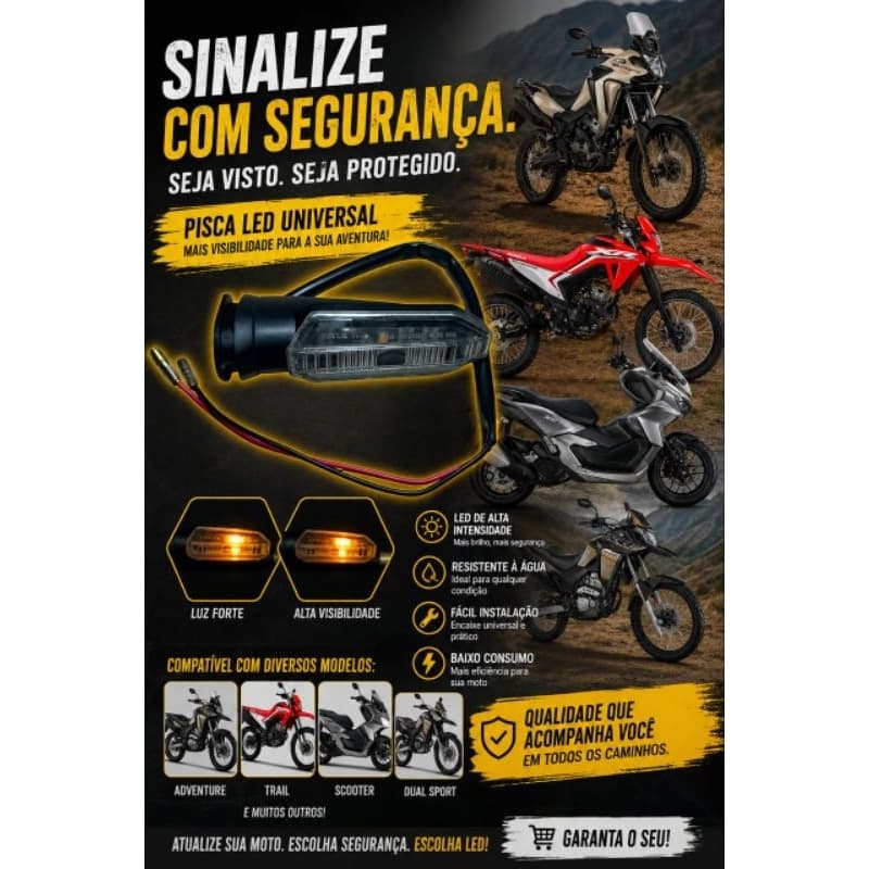Pisca Seta De Led Moto Honda Adv 150 / Xre 300 / Sahara 300 / XR 300L Tornado 2019 a 2026