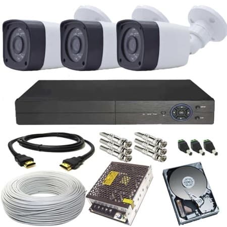 Kit 3 Câmeras de Segurança Cftv Completo Acesso Celular Gravador Dvr 4 canais