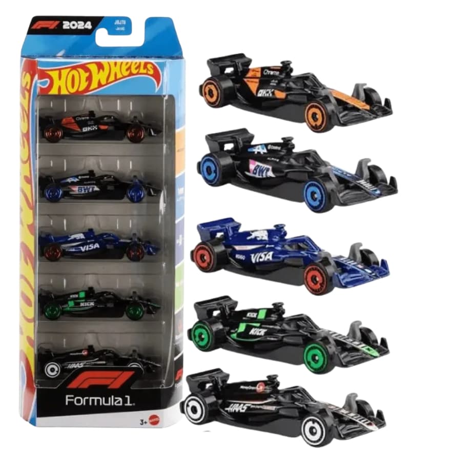 5 Carrinhos Hot Wheels Fórmula 1 F1 Mattel Colecionável Escala 1:64