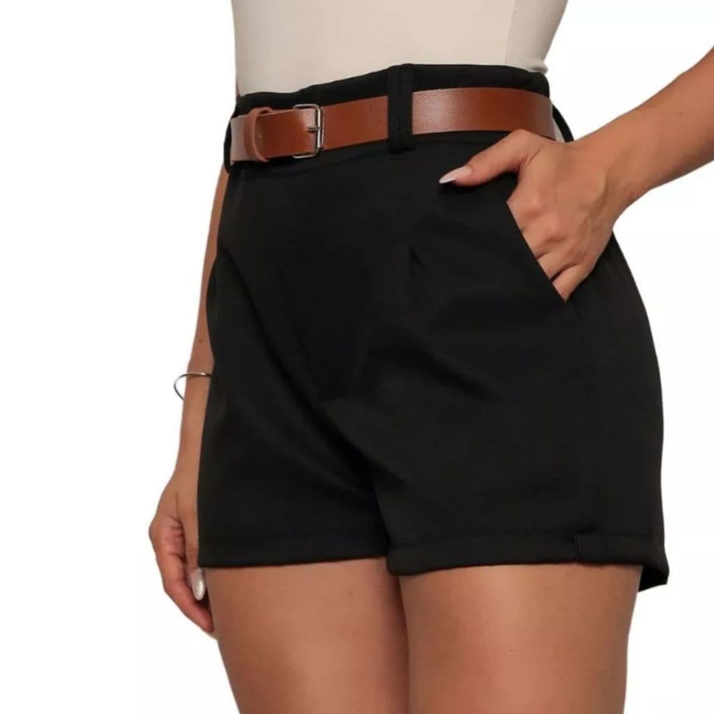 Shorts Alfaiataria Feminina Social Cintura Alta Disfarça Barriga Promoçao do P ao GG    Diferenciais dos nosso Shorts