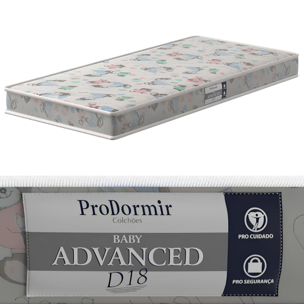 Colchão para Berço Antialérgico Americano Probel 60x130 D18 Ortopédico Lavável Dupla Face