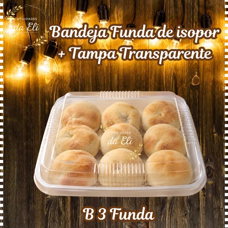 Bandeja de Isopor + Tampa B3 Funda Para Brigadeiro Salgados Porção Kit 50  25 ou 10 Unidades