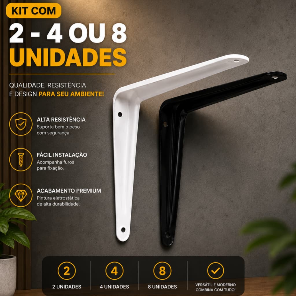 Kit Suporte Cantoneira 20 CM Para Prateleira Reforçado