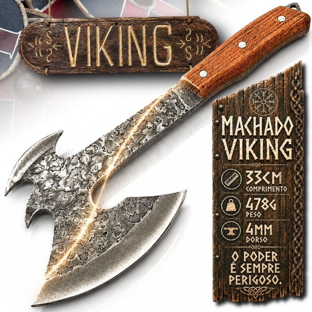 Machado Tático Ragnarok Viking Aço Forjado Camping Bushcraft Sobrevivência 33cm