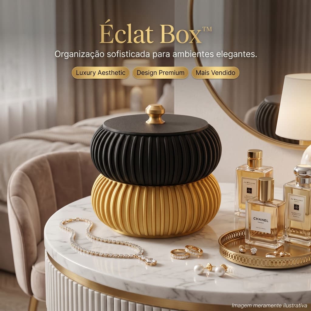 Porta Joias Éclat Box Organizador Luxo Decorativo Elegante Premium com Tampa