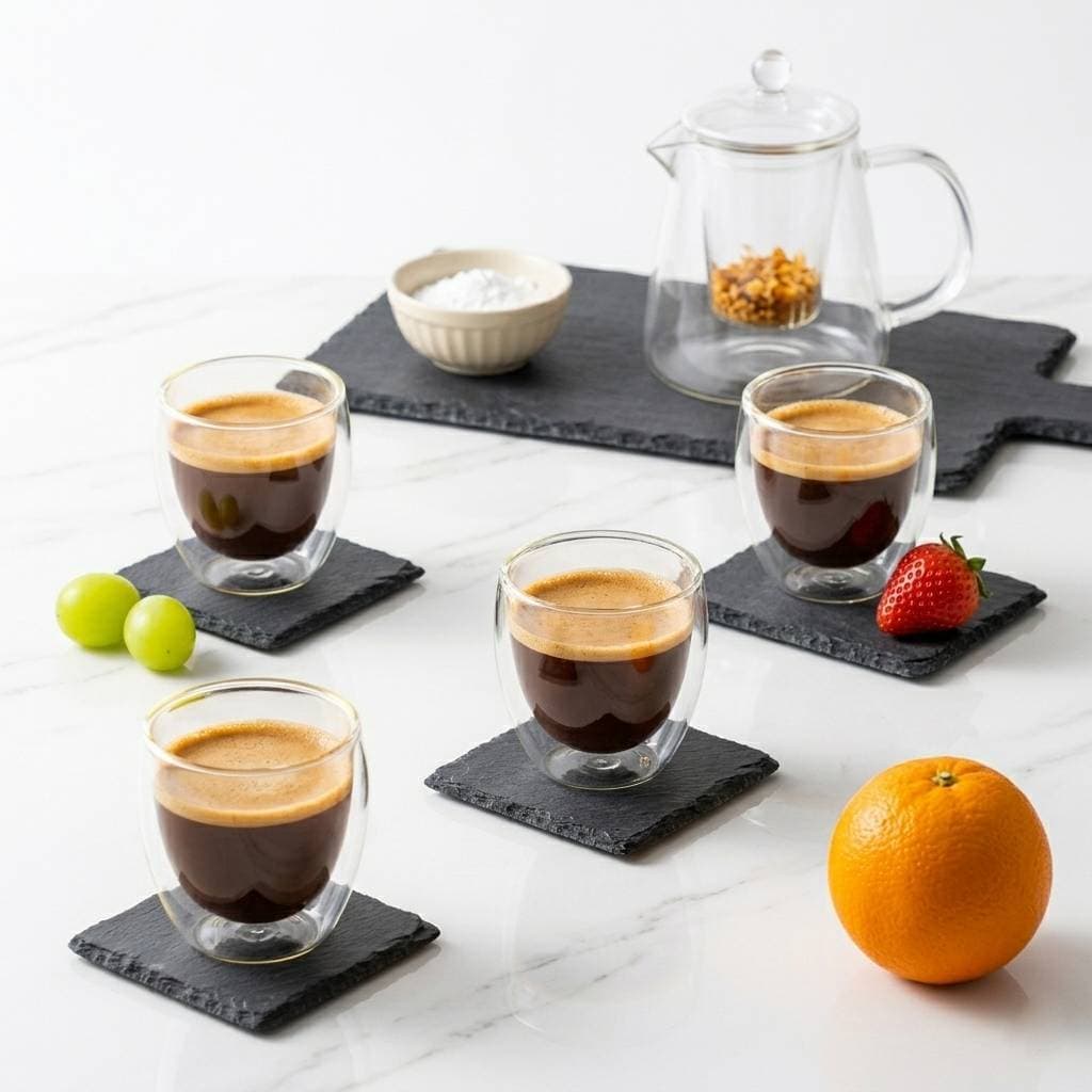 Kit Copo Parede Dupla de Vidro 80 ml para Café Chá Suco Copo Duplo Isolante