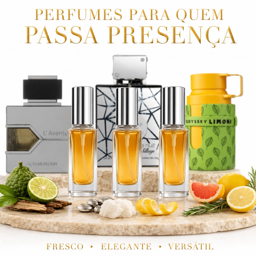 Kit Perfumes Masculinos 5ml | L'aventure + Sillage + Limoni | Fresco Elegante e Social
