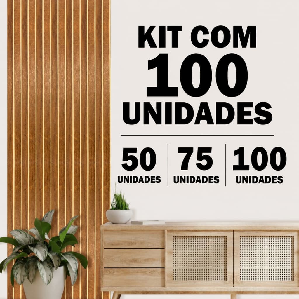 Envio Mesmo Dia Kit com até 100 Placas Ripado Selecione a Quantidade Revestimento MDF 45x11cm Decorativo Moderno Parede
