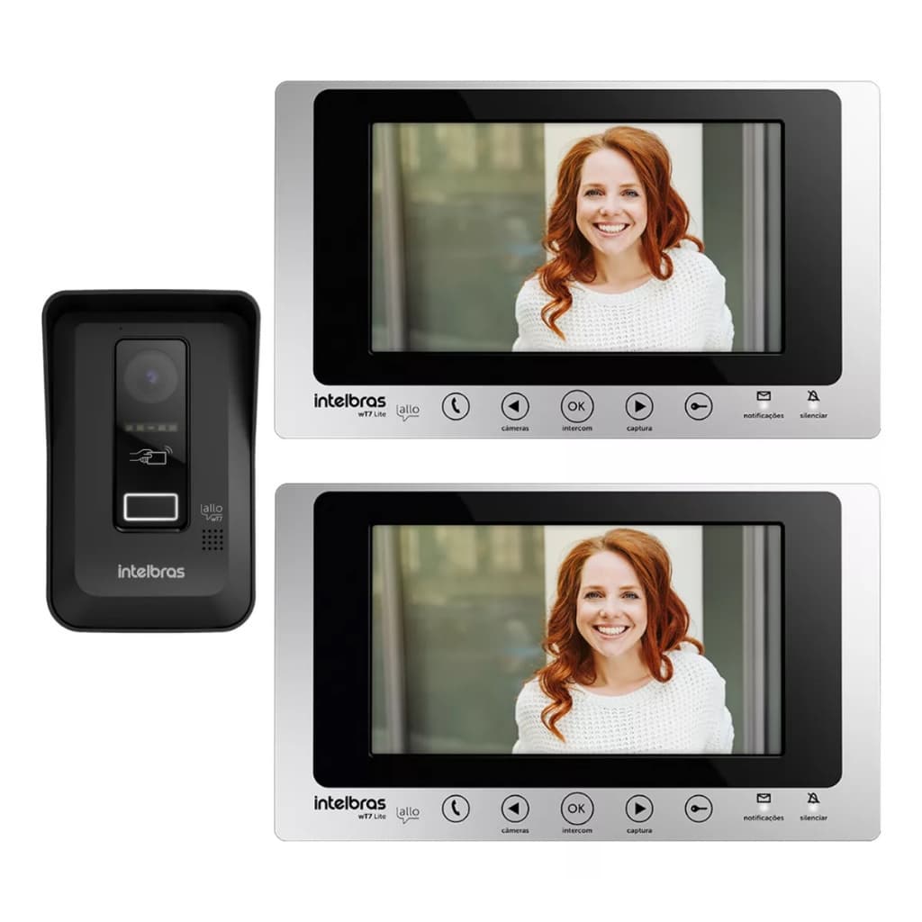 Interfone Video Porteiro Wifi Wireless Intelbras Allo Wt7 3 Modulos Internos