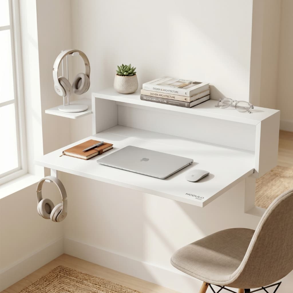 Mesa Suspensa Em Mdf Branco Ideal Para Estudos Home Office Computador [JA VAI MONTADA]