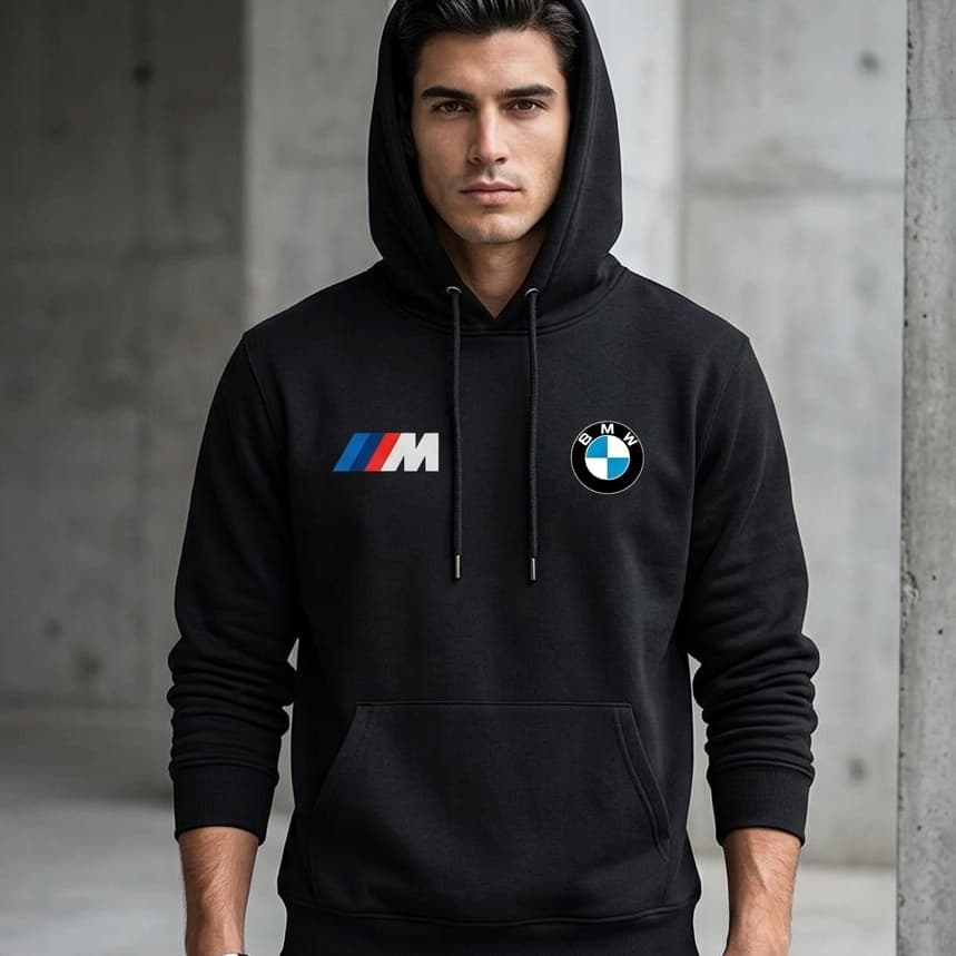 Blusa de Frio Masculina Canguru Adulto Moletom Estilo De Rua Estampado BMW