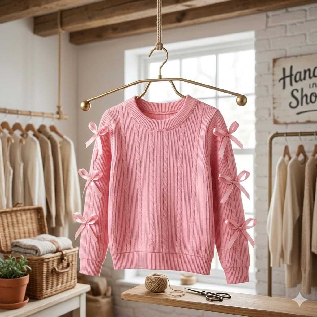 Blusa Manga Longa Infantil Com Lacinho Tecido Ribana