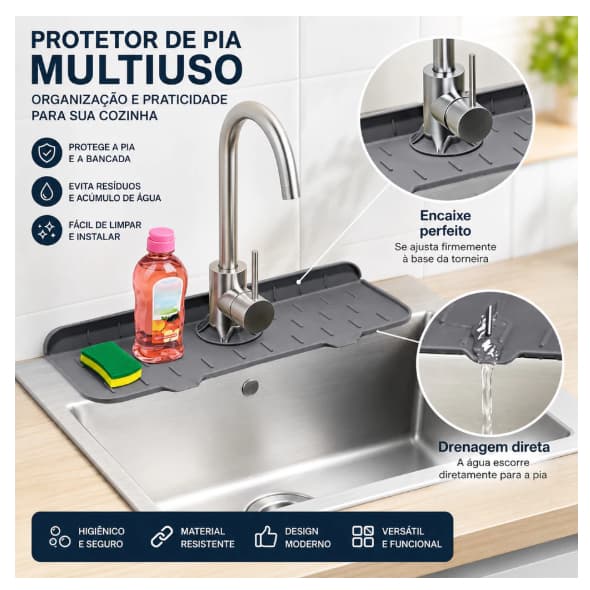 Protetor De Torneira Tapete silicone Para Pia Cozinha Dobrável Escorredor
