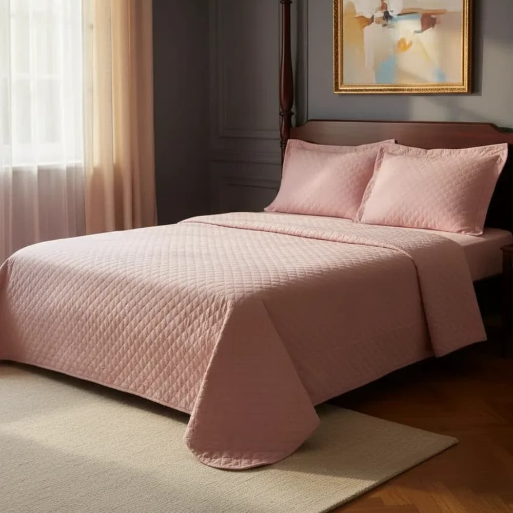 Kit Cobre Leito Colcha 3 Peças Solteiro Casal Queen King Acolchoada Cama + Porta Travesseiro