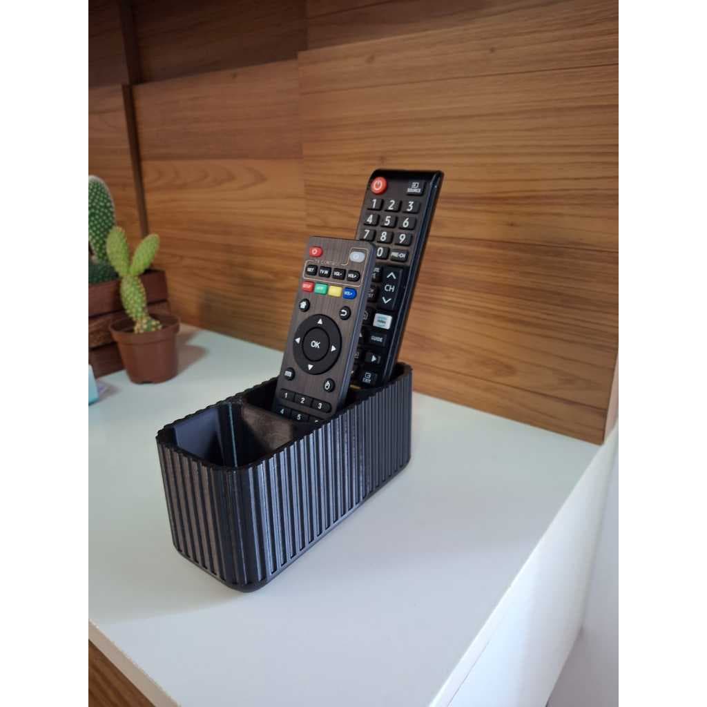 Porta Controle Remoto Organizador 3 Divisórias Mesa Sala TV Prático