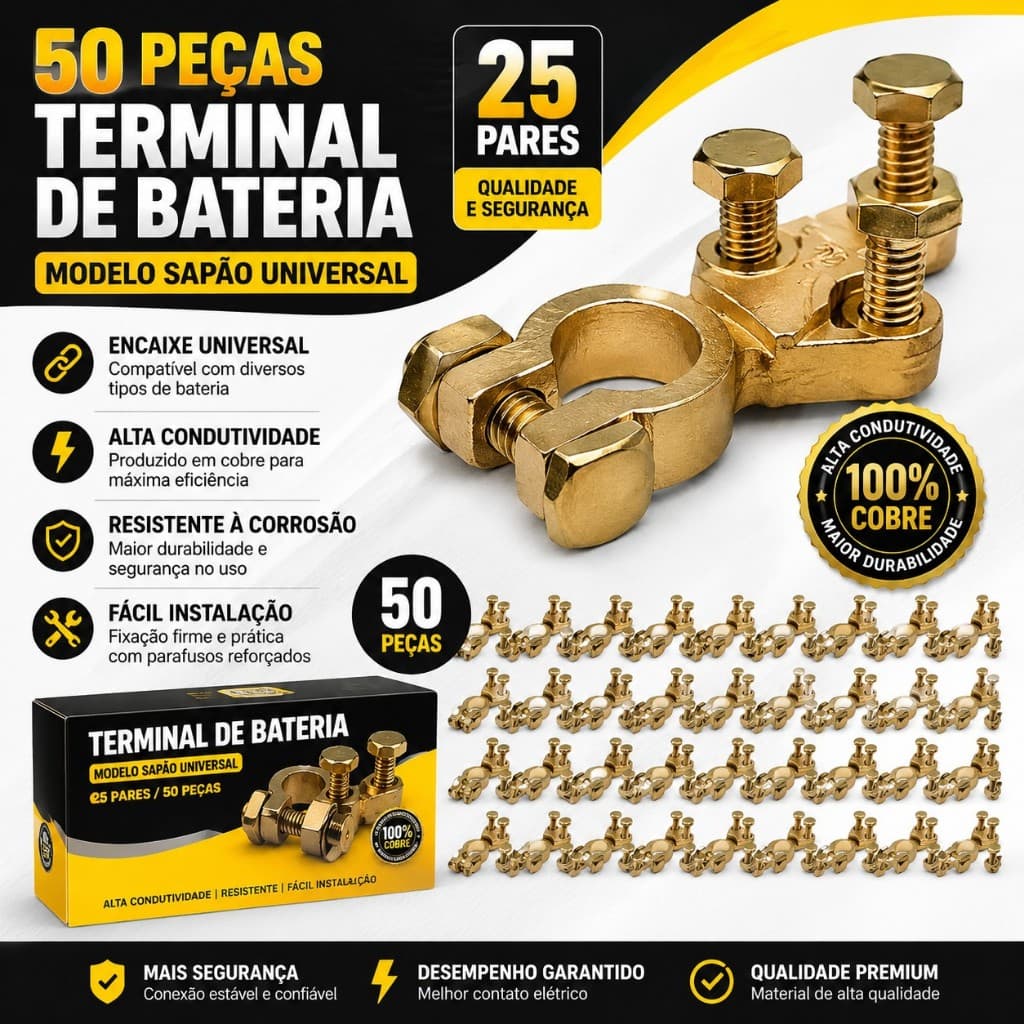 50 Peças de Terminal de Bateria Formando 25 Pares Mod. Sapão Envio Imediato