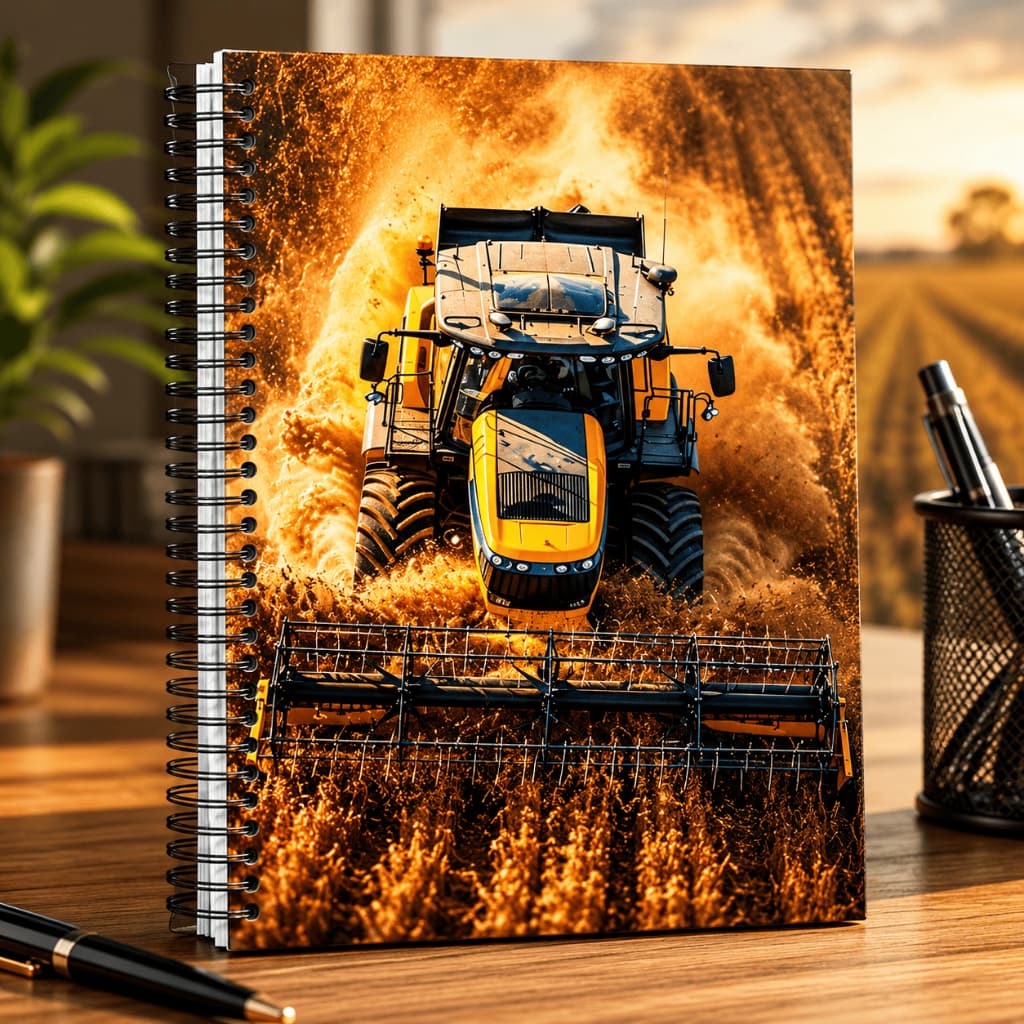 Caderno Universitário Potência Agrícola 160 Folhas Capa Dura Espiral Com Adesivos