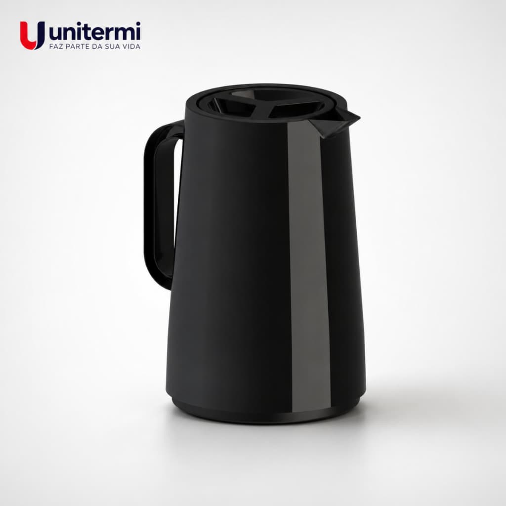 Garrafa Térmica De Mesa Veneza 600ml Preta Café Chá Água Bico Servir Unitermi Moderna Para Café Chás