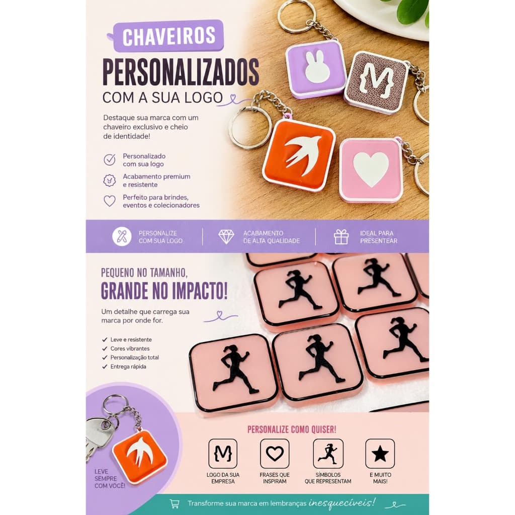 Chaveiro com Logo Personalizada | Ideal para Empresas, Brindes, Divulgação de Marca