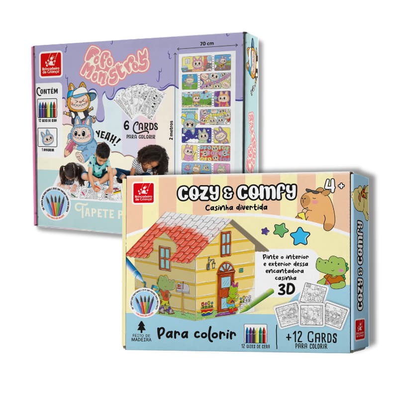 Super Kit Infantil Casinha 3D Para Colorir + Tapete Para Pintura
