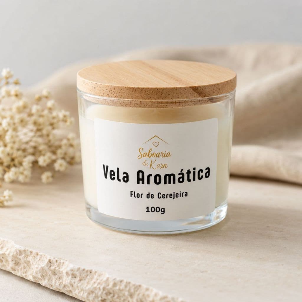 Vela Aromática Artesanal Premium 100g – Aromas Naturais para Casa e Presente