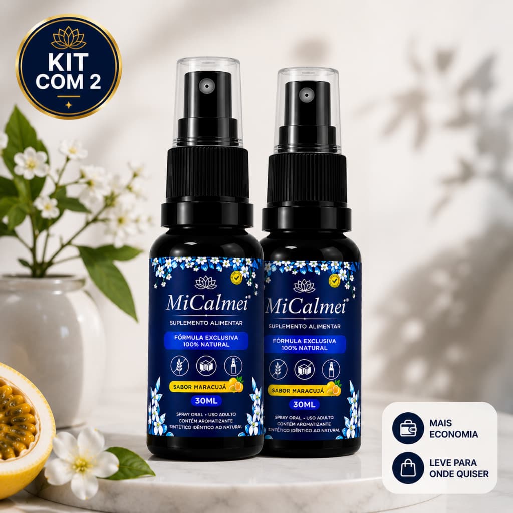 Kit 2 Melatonina Spray Oral 30ml Maracujá Relaxamento Sono Bem Estar MiCalmei