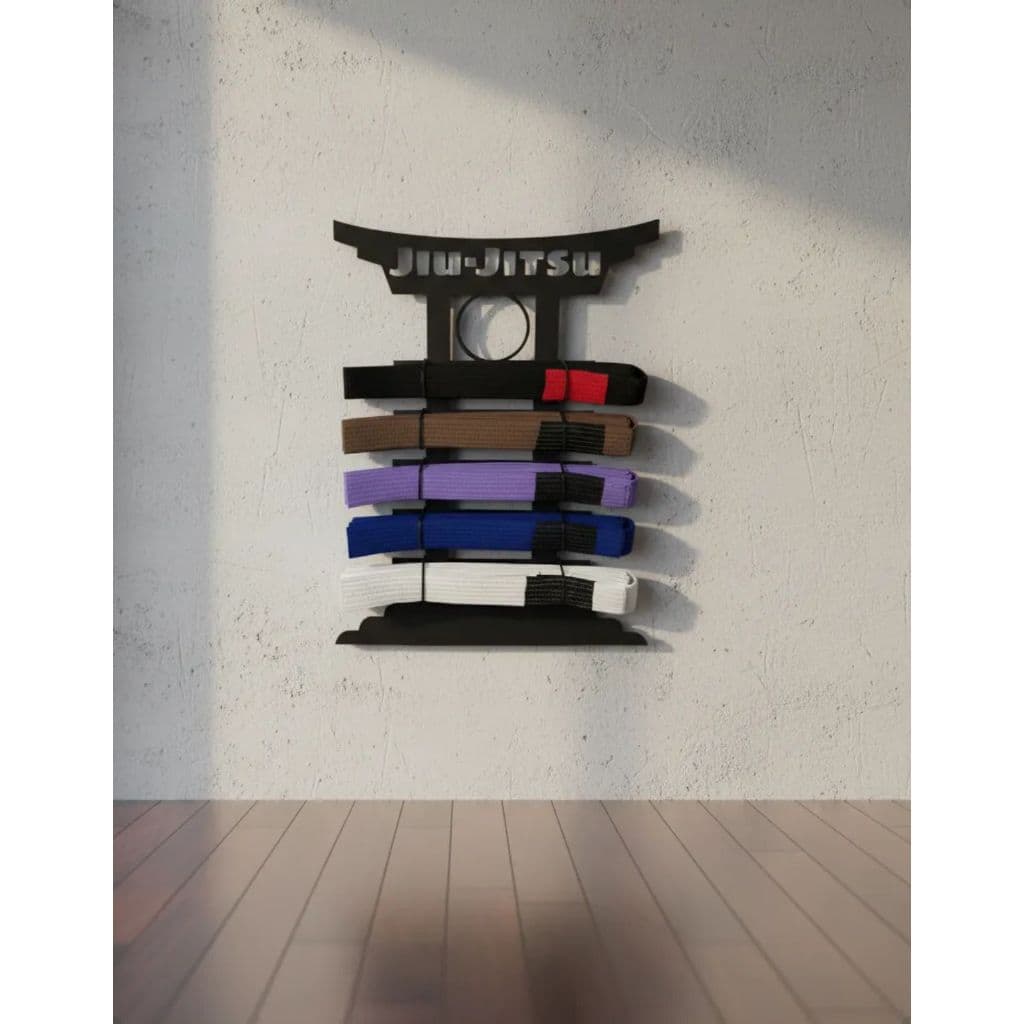 Porta Faixas Jiu Jitsu De Parede Em MDF 5 Faixas