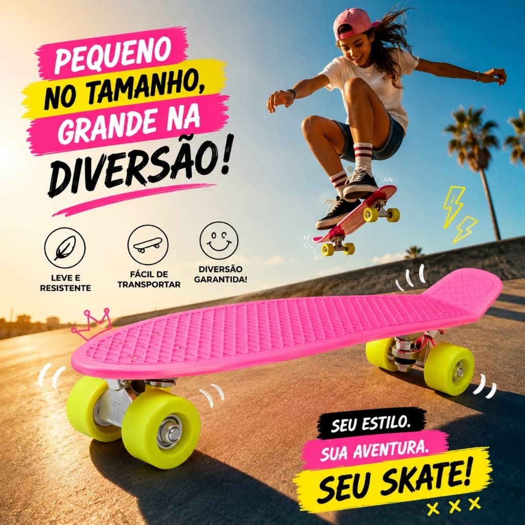Skate Infantil Menina Menino Esporte Brinquedo Aventura Radical Reforçado Criança